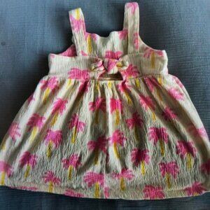 Pink and Yellow Palm Tree Kids Casual Dress
